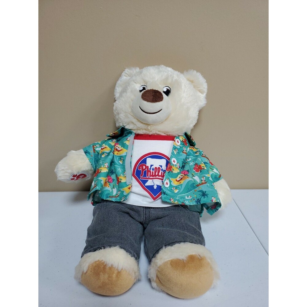 Build A Bear Philadelphia Phillies Shirt Creme Teddy Plushie 16” Stuffed EUC
